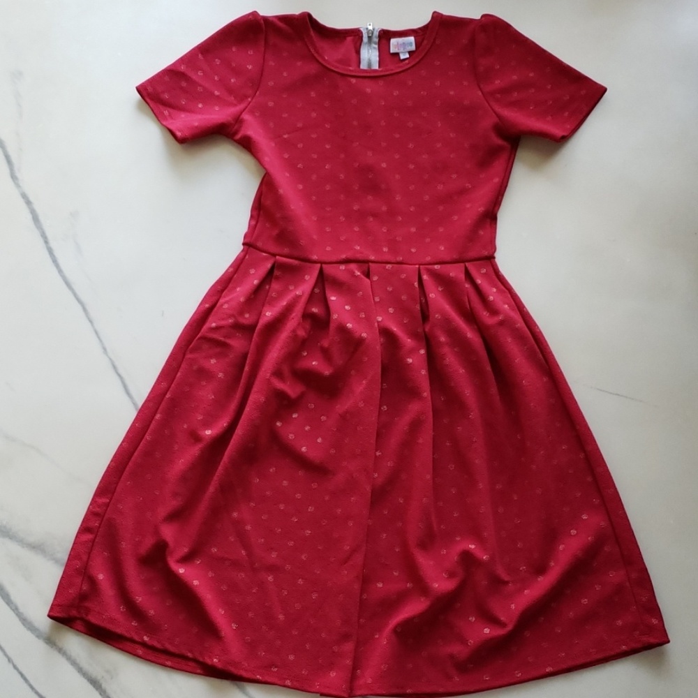 EUC LLR Burgundy and Gold Polka Dot Amelia M